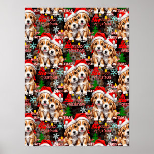 Frohe Weihnachten Santa Hut Hund Welpe Design - Sc Poster