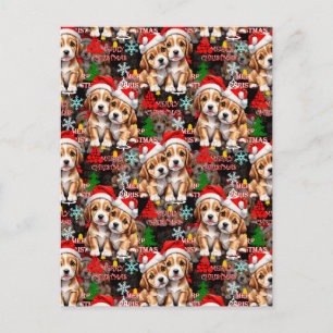Frohe Weihnachten Santa Hut Hund Welpe Design - Sc Postkarte