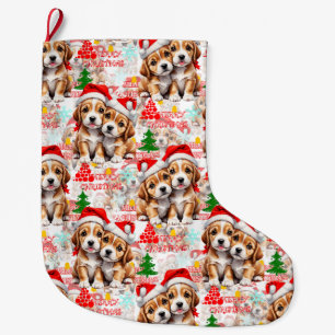 Frohe Weihnachten Santa Hut Hund Welpe Design - We Großer Weihnachtsstrumpf