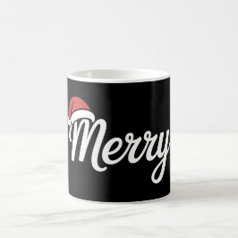 Frohe Weihnachten Santa Hut in fett schwarz Kaffeetasse