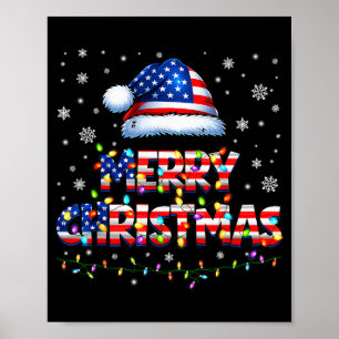 Frohe Weihnachten Santa Hut Pjs Pyjama Us Flagge X Poster