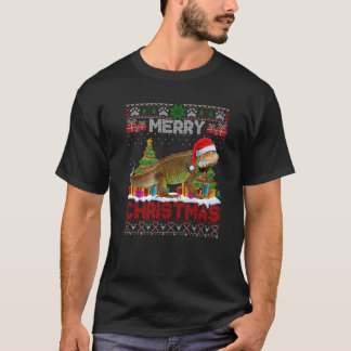 Frohe Weihnachten Santa Iguana Xmas Tree Lights Ug T-Shirt
