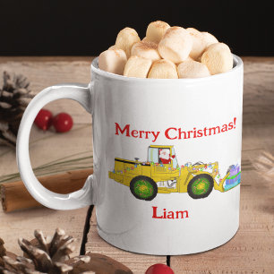 Frohe Weihnachten Santa im Bulldozer liefert Gesch Kaffeetasse