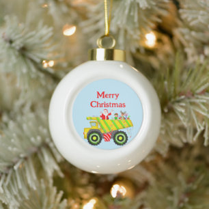 Frohe Weihnachten Santa im Müll Elf, Rentier Keramik Kugel-Ornament