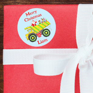 Frohe Weihnachten Santa im Müll Elf, Rentier Runder Aufkleber