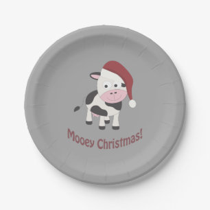 Frohe Weihnachten! Santa Kuh Pappteller