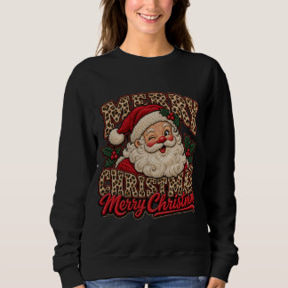Frohe Weihnachten Santa Leoparden Druck Sweatshirt