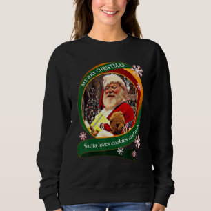 Frohe Weihnachten Santa liebt Kekse und Milch Desi Sweatshirt