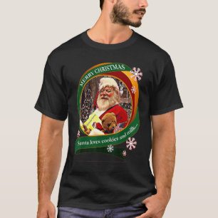 Frohe Weihnachten Santa liebt Kekse und Milch Desi T-Shirt