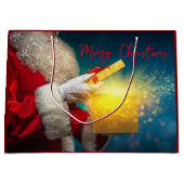 Frohe Weihnachten. Santa mit Gegenwart Große Geschenktüte (Vorderseite)
