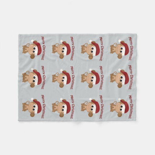 Frohe Weihnachten! Santa Monkey Fleecedecke (Vorderseite (Horizontal))