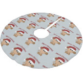Frohe Weihnachten! Santa Monkey Polyester Weihnachtsbaumdecke (Schrägansicht)
