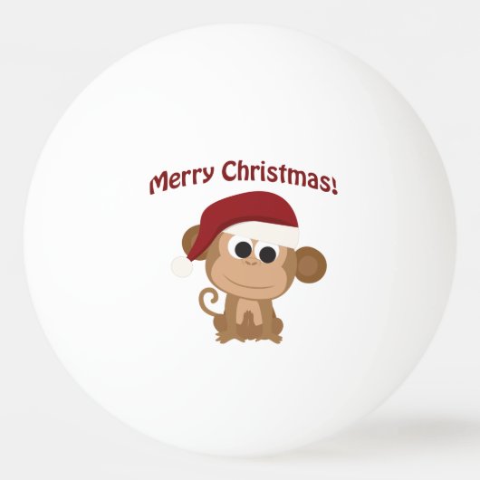 Frohe Weihnachten! Santa Monkey Tischtennisball (Vorderseite)