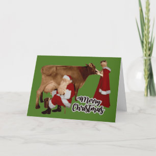 frohe weihnachten santa mrs claus kuh einladung