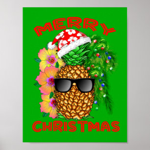 Frohe Weihnachten Santa Pineaple Poster