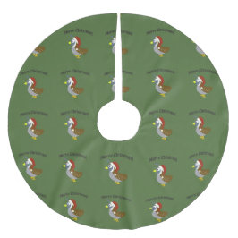 Frohe Weihnachten! Santa Quail Polyester Weihnachtsbaumdecke