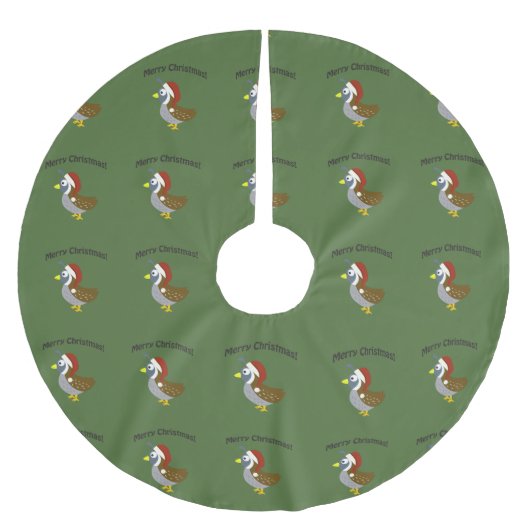 Frohe Weihnachten! Santa Quail Polyester Weihnachtsbaumdecke (Vorderseite)
