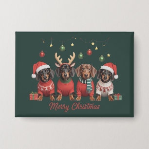 Frohe Weihnachten Santa Rentier Dachshund Wiener  Button