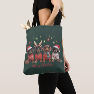 Frohe Weihnachten Santa Rentier Dachshund Wiener  Tasche
