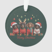 Frohe Weihnachten Santa Rentiere Dachshund Weiner  Ornament (Vorderseite)