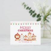 Frohe Weihnachten, Santa Safari Tiere Feiertagspostkarte (Stehend Vorderseite)