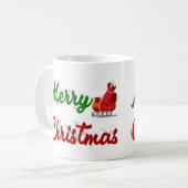 Frohe Weihnachten Santa Schlitten halb Skript Kaffeetasse (Vorderseite Links)