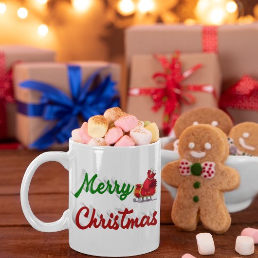 Frohe Weihnachten Santa Schlitten halb Skript Kaffeetasse