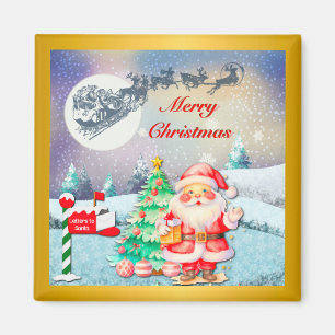 Frohe Weihnachten Santa, Schlitten, Rentier, Schne Magnet