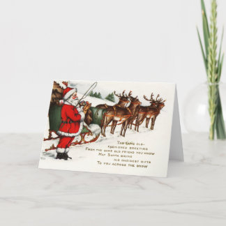 Frohe Weihnachten Santa Schlitten Rentiere Urlaub