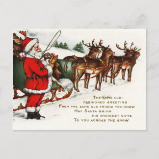 Frohe Weihnachten Santa Schlitten Rentiere Urlaub