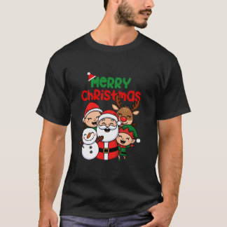 Frohe Weihnachten Santa Schneemann Rentier Elf Cut T-Shirt
