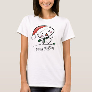 Frohe Weihnachten Santa Schneemann T-Shirt