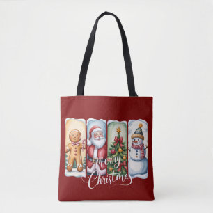 Frohe Weihnachten Santa Schneemann Weihnachtsbaum  Tasche
