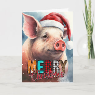 Frohe Weihnachten Santa SCHWEIN Karte