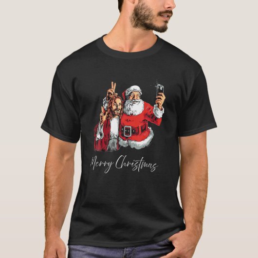 Frohe Weihnachten Santa Selfie Funny Xmas Paja T-Shirt (Vorderseite)