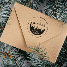 Frohe Weihnachten Santa Sleigh Custom Rücksendeadr Permastempel