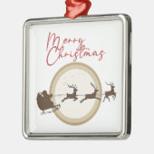 Frohe Weihnachten Santa Sleigh Deer Ornament Aus Metall (Links)