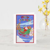 Frohe Weihnachten Santa Sleigh Karte (Gelbe Blume)