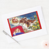 Frohe Weihnachten Santa Sleigh Rechteckiger Aufkleber (Umschlag)