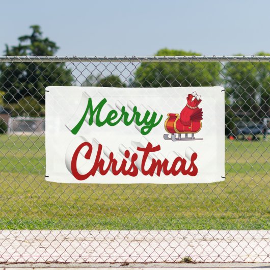 Frohe Weihnachten Santa Sleigh Rot-Grün-Skript Banner (Insitu)
