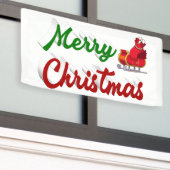 Frohe Weihnachten Santa Sleigh Rot-Grün-Skript Banner (Äußeres Gebäude)