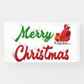 Frohe Weihnachten Santa Sleigh Rot-Grün-Skript Banner (Horizontal)