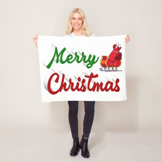 Frohe Weihnachten Santa Sleigh Rot-Grün-Skript Fleecedecke (Beispiel)