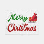 Frohe Weihnachten Santa Sleigh Rot-Grün-Skript Fleecedecke (Vorderseite (Horizontal))