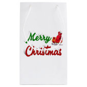 Frohe Weihnachten Santa Sleigh Rot-Grün-Skript Kleine Geschenktüte (Rückseite)