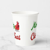 Frohe Weihnachten Santa Sleigh Rot-Grün-Skript Pappbecher (Rechts)
