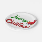 Frohe Weihnachten Santa Sleigh Rot-Grün-Skript Pappteller (Schrägansicht)
