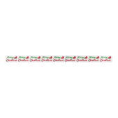 Frohe Weihnachten Santa Sleigh Rot-Grün-Skript Satinband (Vorderseite)