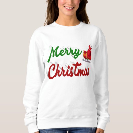 Frohe Weihnachten Santa Sleigh Rot-Grün-Skript Sweatshirt (Vorderseite)