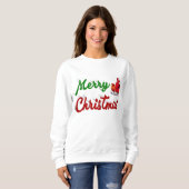 Frohe Weihnachten Santa Sleigh Rot-Grün-Skript Sweatshirt (Vorne ganz)
